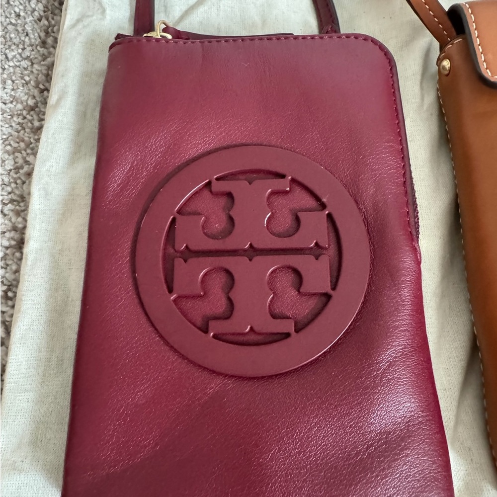 Tory Burch Miller Maroon/ Burgundy cell phone Crossbody